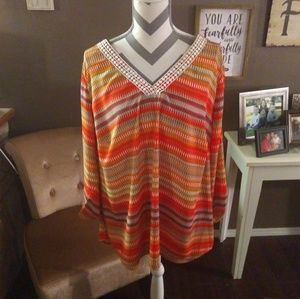 New Direction Plus Size Tribal Tunic 2X